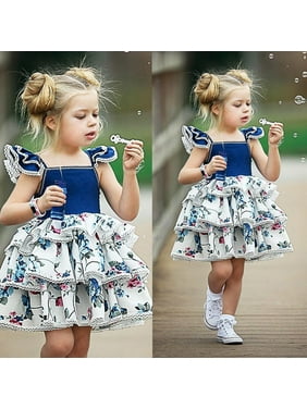 NEW Girls Children/'s Toddler Summer Party Cotton Layered Elephant Dress